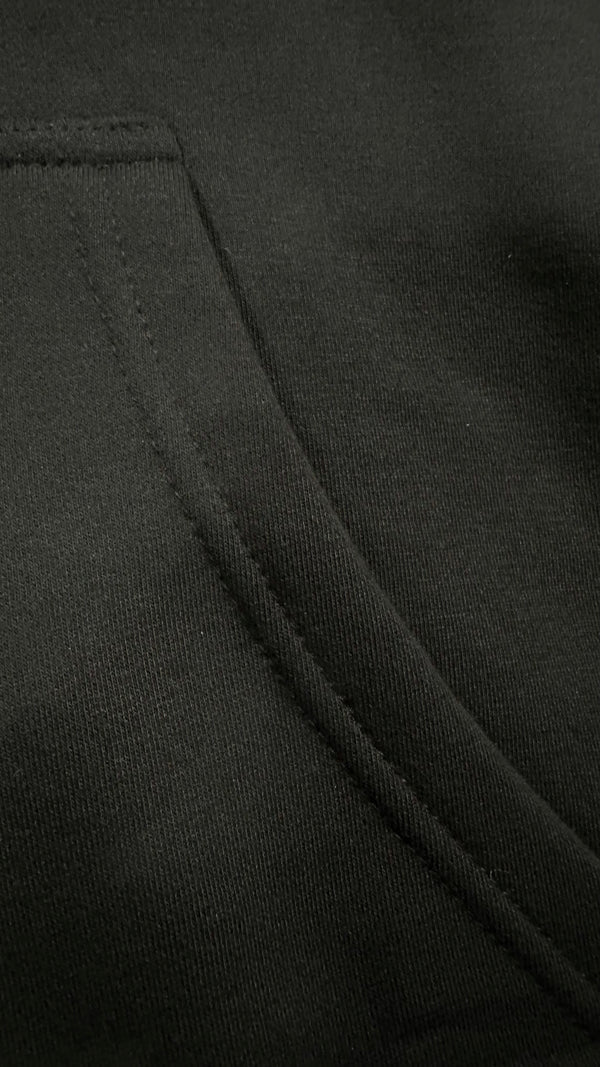 MONOGRAM BLACK CHENILLE HOODIE.