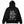 Black hoodie with white text and car graphic on the back, displayed on a white background.