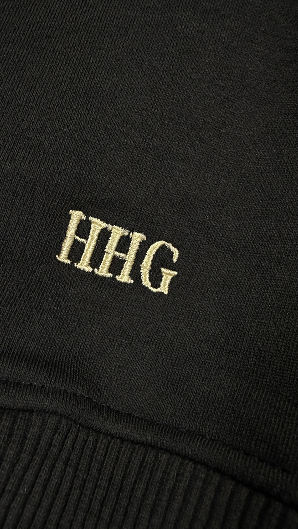 MONOGRAM BLACK CHENILLE HOODIE.