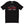 Black t-shirt with red and white text on a white background