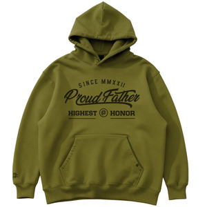 Green hoodie with text on a white background